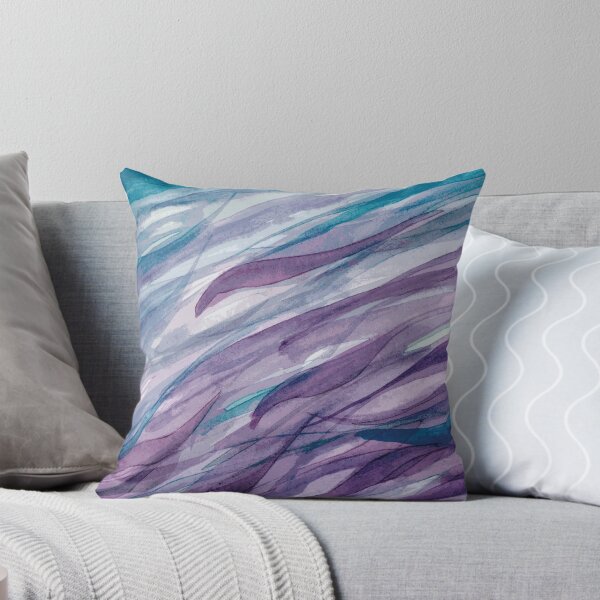 Plum Waves Turquoise Sea Throw Pillow