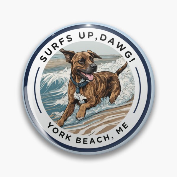 Item preview, “Surf’s Up, Dawg!” Cute Brindle Dog - v1 York Beach, ME - Nubble-Cape Neddick designed and sold by SAMJA-Art.