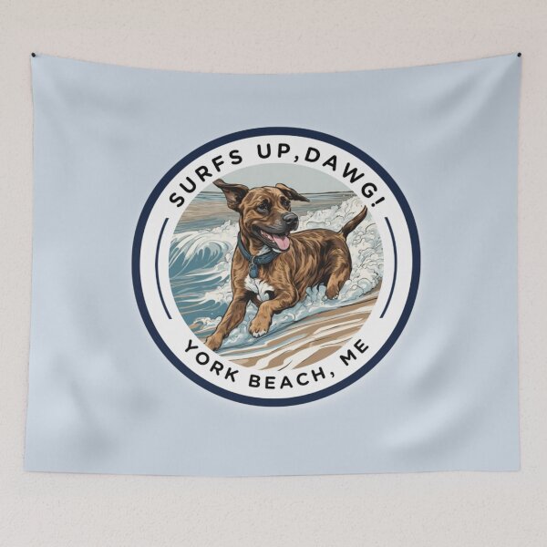 Item preview, “Surf’s Up, Dawg!” Cute Brindle Dog - v1 York Beach, ME - Nubble-Cape Neddick designed and sold by SAMJA-Art.
