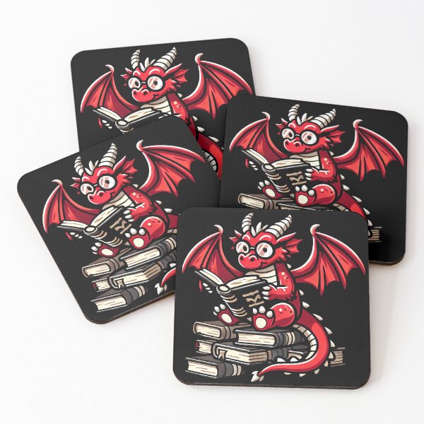 Item preview, Cute red dragon reading books designed and sold by CharmSpell.