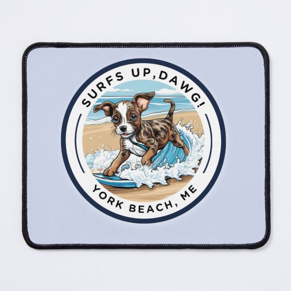 Item preview, “Surf’s Up, Dawg!” Cute Brindle Puppy - v3 York Beach, ME - Nubble-Cape Neddick designed and sold by SAMJA-Art.