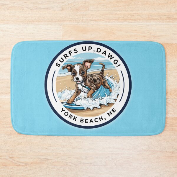 Item preview, “Surf’s Up, Dawg!” Cute Brindle Puppy - v3 York Beach, ME - Nubble-Cape Neddick designed and sold by SAMJA-Art.