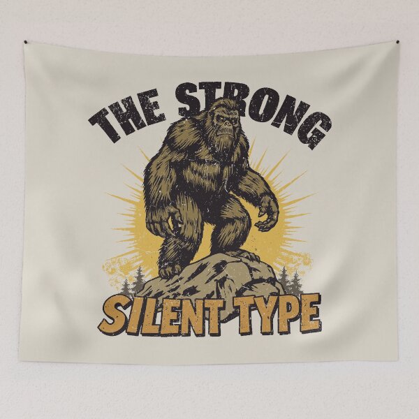 Item preview, The Strong Silent Type - Funny Cryptid Bigfoot Sasquatch designed and sold by Urban-Alien.