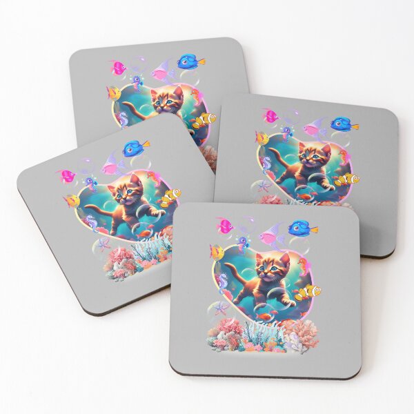 Item preview, Diver kitten exploring marine species designed and sold by AvrilDesigns06.