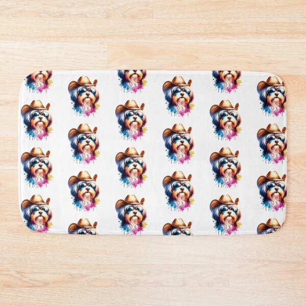 Item preview, Watercolor Western Cowboy Lowchen Dog  designed and sold by ChaosReigns91.