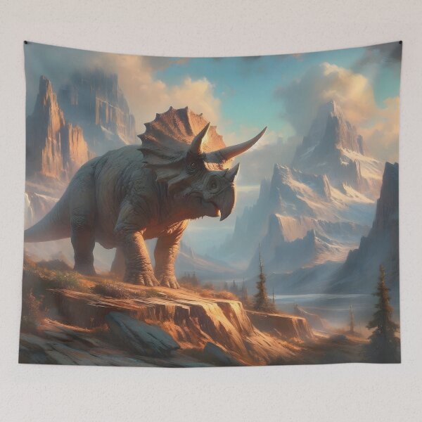 Item preview, Majestic Triceratops in a Mountainous Landscape designed and sold by CitrineLinker.