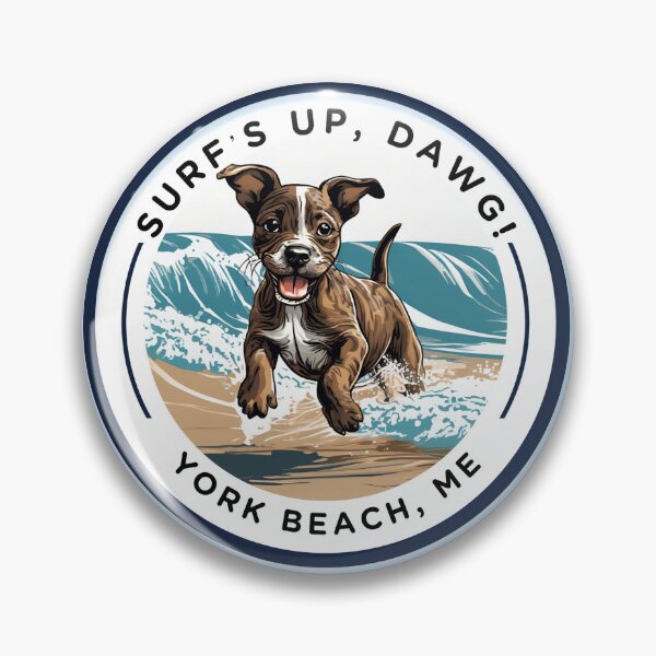 Item preview, “Surf’s Up, Dawg!” Cute Brindle Puppy v2 - York Beach, ME - Nubble-Cape Neddick designed and sold by SAMJA-Art.