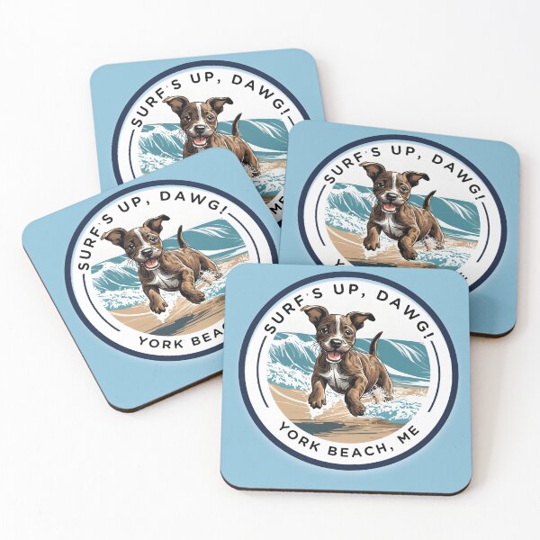 Item preview, “Surf’s Up, Dawg!” Cute Brindle Puppy v2 - York Beach, ME - Nubble-Cape Neddick designed and sold by SAMJA-Art.