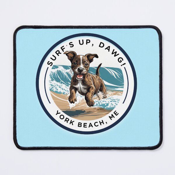 Item preview, “Surf’s Up, Dawg!” Cute Brindle Puppy v2 - York Beach, ME - Nubble-Cape Neddick designed and sold by SAMJA-Art.