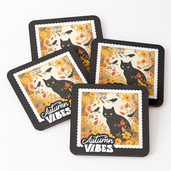 Item preview, Autumn Vibes Black Cat Sunflowers and Fall Birds designed and sold by stargazerhill.