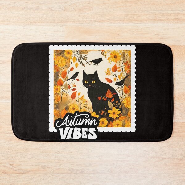 Item preview, Autumn Vibes Black Cat Sunflowers and Fall Birds designed and sold by stargazerhill.