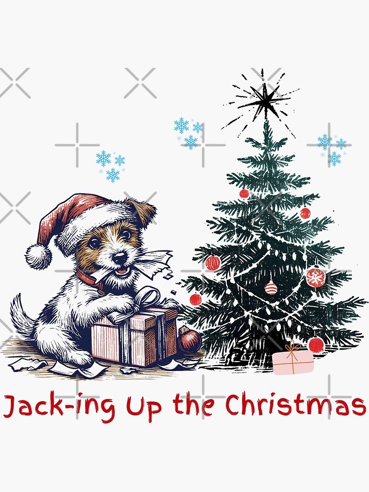 Funny Jack Russell Terrier with Santa Hat Jack-ing up the