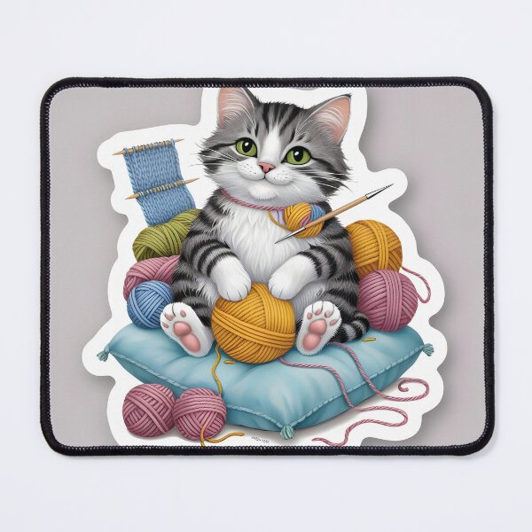 Item preview, cute cat knitting  designed and sold by krishnajit22.