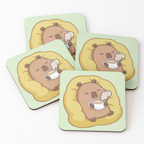 Item preview, Cozy comfortable Capybara drinking hot tea designed and sold by CapyFun.