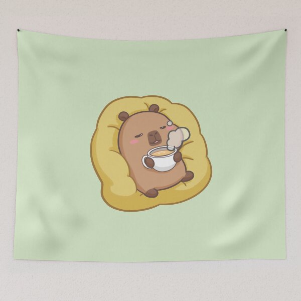 Item preview, Cozy comfortable Capybara drinking hot tea designed and sold by CapyFun.