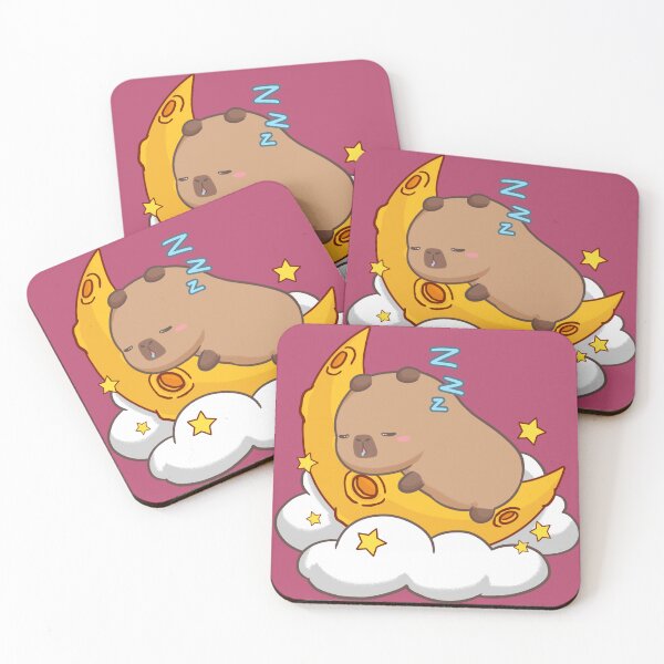 Item preview, Cute sleepy Capybara sleeping among moon and clouds designed and sold by CapyFun.