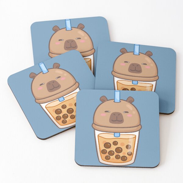 Item preview, Cute Capybara face boba tea glass designed and sold by CapyFun.
