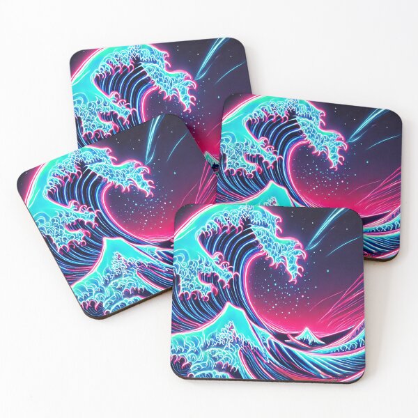 Item preview, Neon Art Hokusai's Great Wave - Retro Vibes with a Modern Twist designed and sold by SakuraJapanArt.