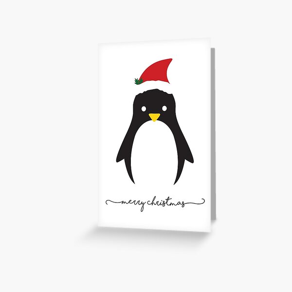 Merry Christmas Minimalist Penguin Greeting Card