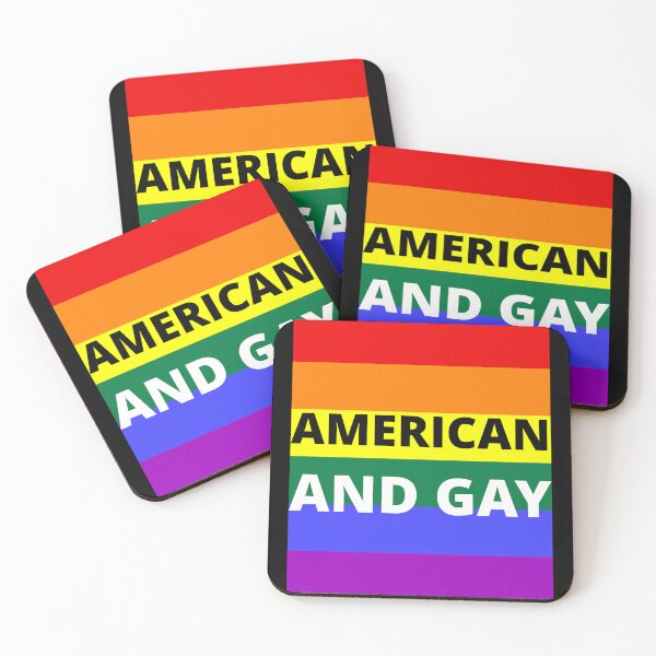Item preview, AMERICAN AND GAY on rainbow background designed and sold by uniqueitems.