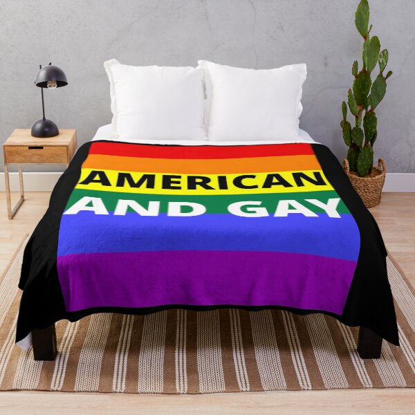 Item preview, AMERICAN AND GAY on rainbow background designed and sold by uniqueitems.