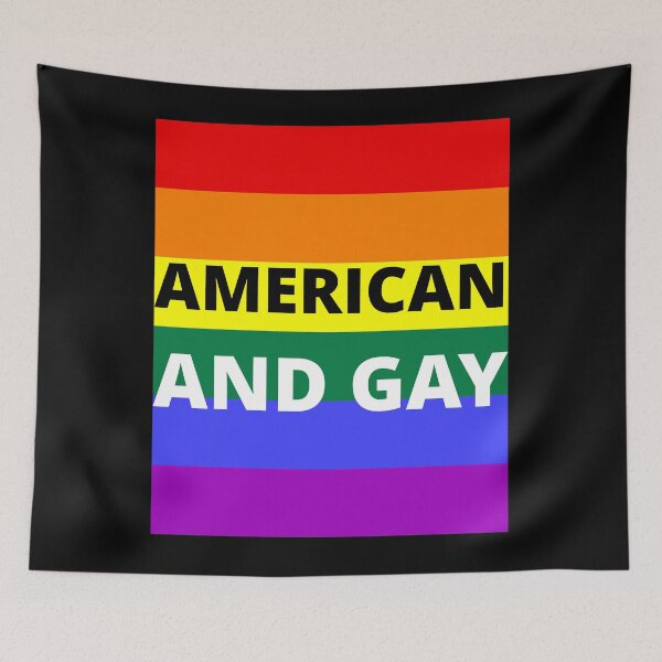 Item preview, AMERICAN AND GAY on rainbow background designed and sold by uniqueitems.