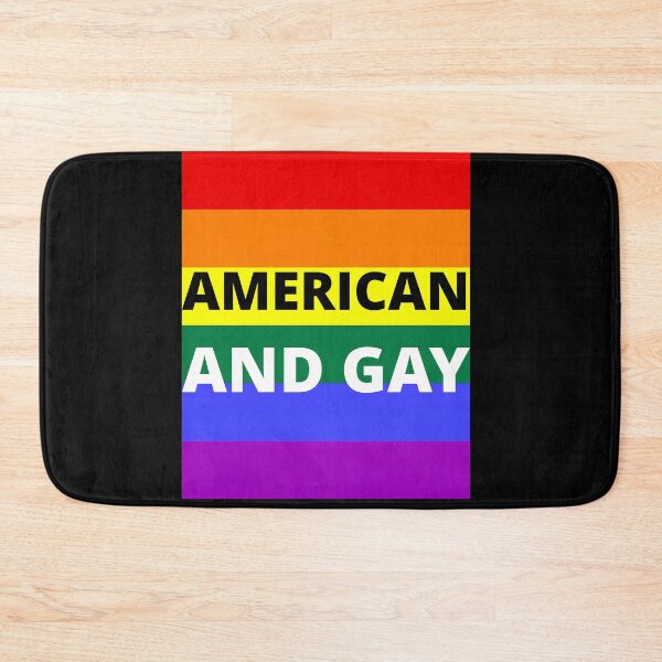 Item preview, AMERICAN AND GAY on rainbow background designed and sold by uniqueitems.