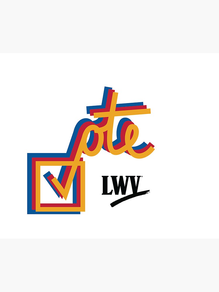 Thumbnail 5 of 5, Mouse Pad, VOTE checkmark: yellow, red, blue designed and sold by LWVKC.