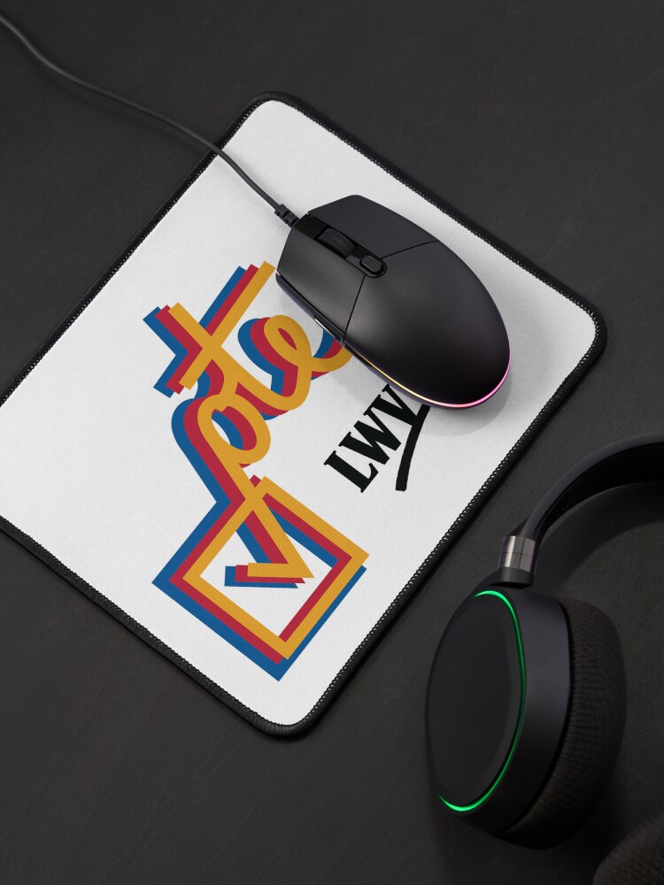 Thumbnail 4 of 5, Mouse Pad, VOTE checkmark: yellow, red, blue designed and sold by LWVKC.