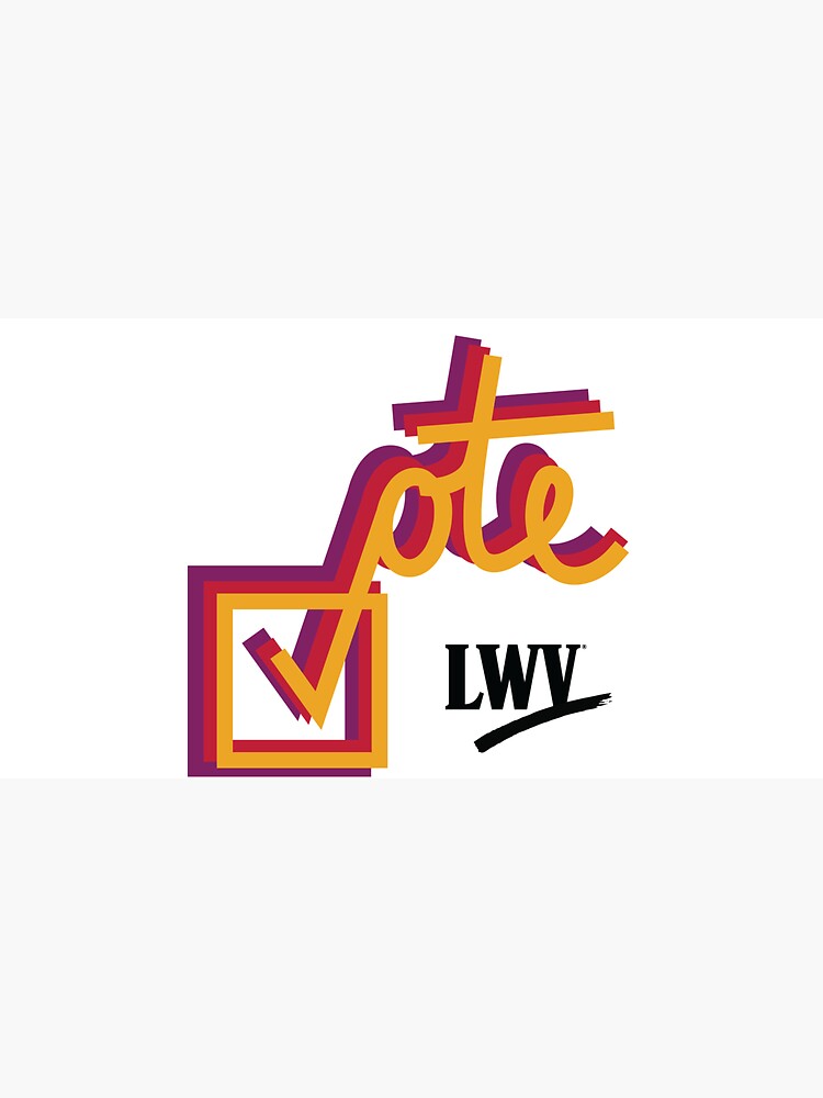 Thumbnail 6 of 6, Bucket Hat, VOTE checkmark: yellow, red, purple designed and sold by LWVKC.