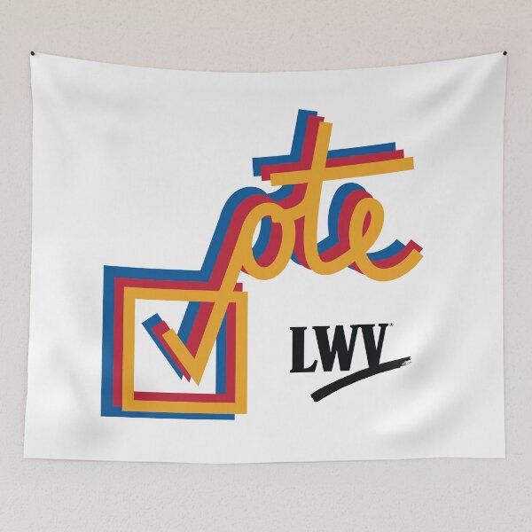 Item preview, VOTE checkmark: yellow, red, blue designed and sold by LWVKC.