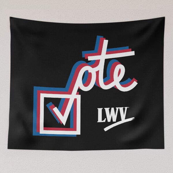 Item preview, VOTE checkmark: red, white, blue designed and sold by LWVKC.