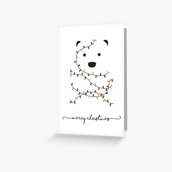 Merry Christmas Minimalist Polar Bear Card Greeting Card