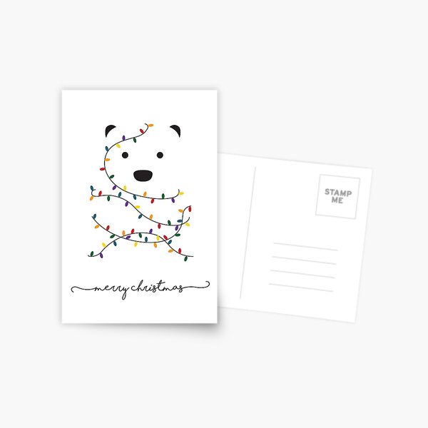 Merry Christmas Minimalist Polar Bear Card Postcard