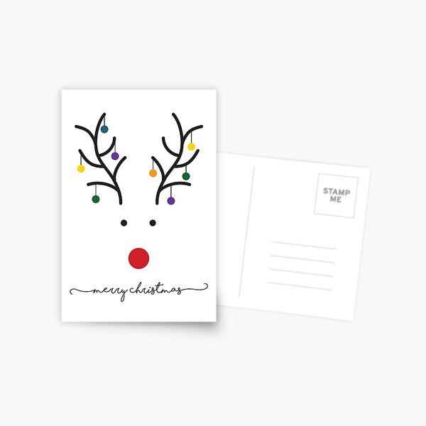 Merry Christmas Minimalist Reindeer Card Postcard