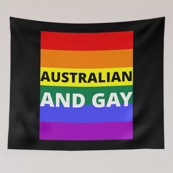 Item preview, AUSTRALIAN AND GAY on rainbow background designed and sold by uniqueitems.