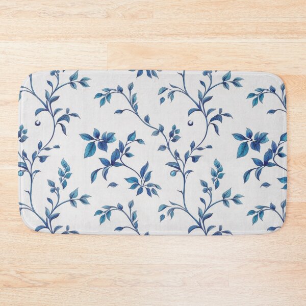 Item preview, Cetacean Blue Vines and Leaves On White Background designed and sold by burbankdesigns.