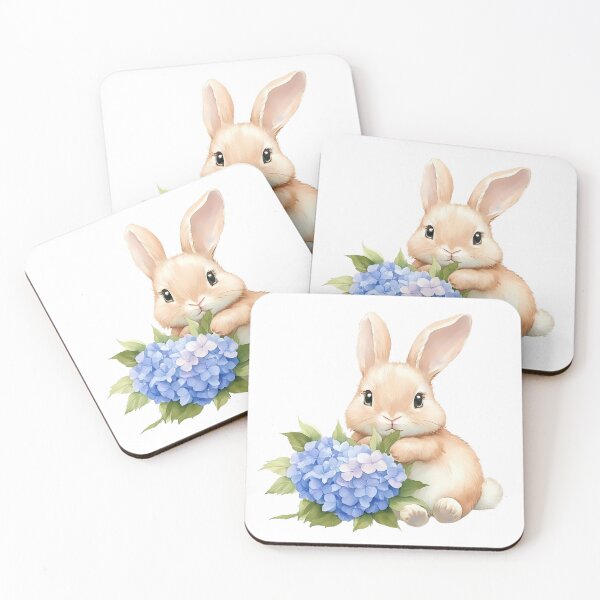 Item preview, Cute rabbit with Hydrangea bouquet, watercolor designed and sold by Jayjaynaenae.