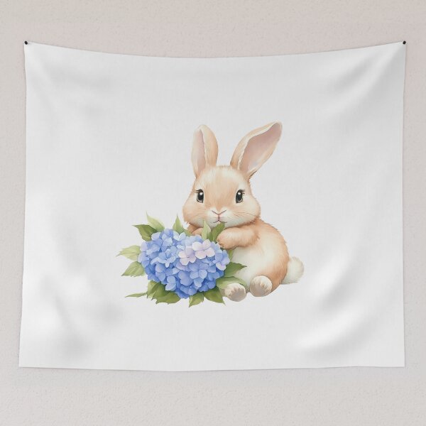 Item preview, Cute rabbit with Hydrangea bouquet, watercolor designed and sold by Jayjaynaenae.