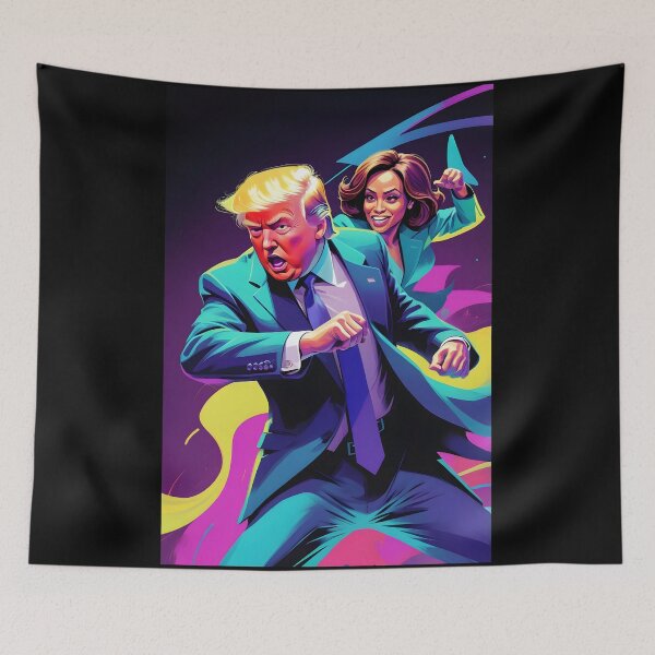 Item preview, Donald Trump and Kamala Harris Neon-Style Design - Vibrant Political Art designed and sold by creativaimages.