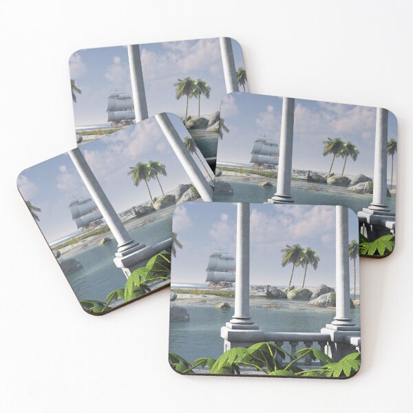 Item preview, pirate ship landing in tropical paradise designed and sold by Angelosdesign93.