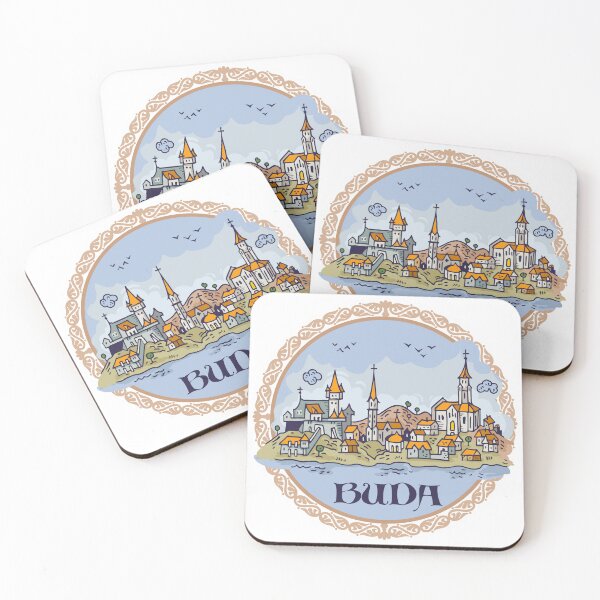 Item preview, Budapest city hand draw medieval illustration designed and sold by QatlasMap Shop.