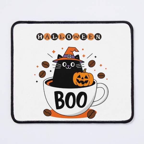 Item preview, "Halloween Cat Pattern: Perfect for Coffee Lovers and Cat Enthusiasts" "Spooky Cute: Halloween Cat Designs for Coffee Drinkers"" designed and sold by Playful Strokes pom@pom.