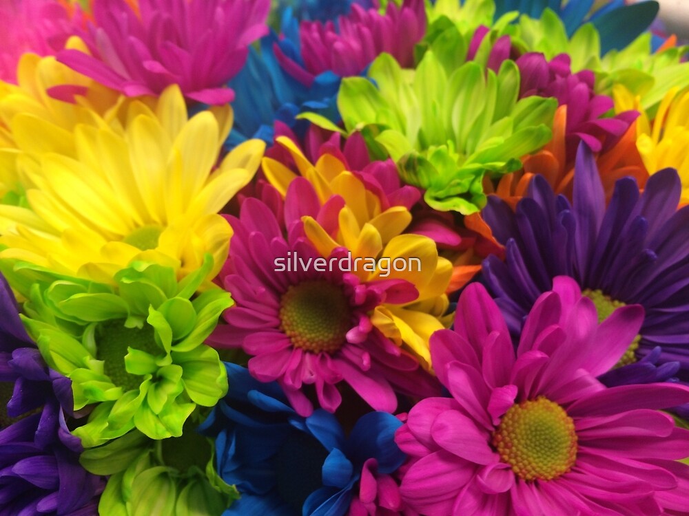 "Vibrant Bright Neon Flowers" by silverdragon Redbubble
