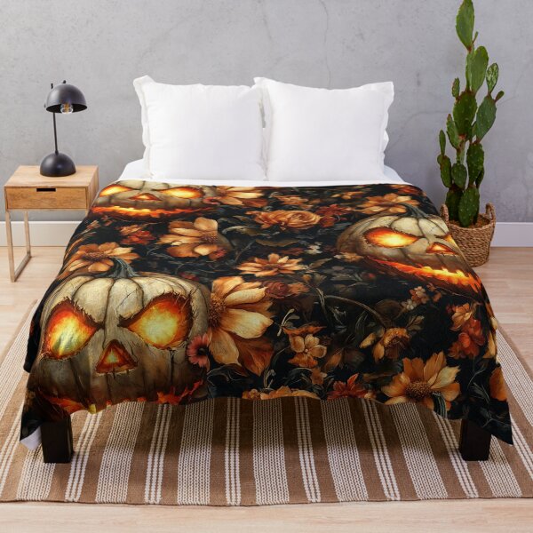 Item preview, Scary pumpkin and flowers field01 designed and sold by Konkam.