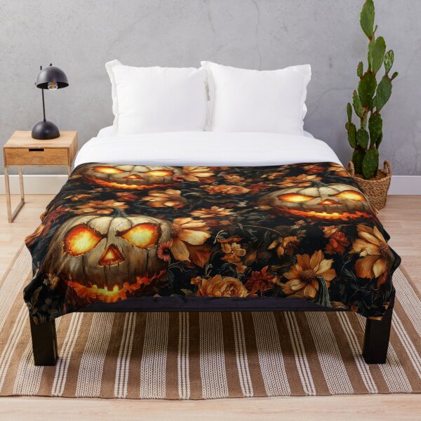 Item preview, Scary pumpkin and flowers field01 designed and sold by Konkam.