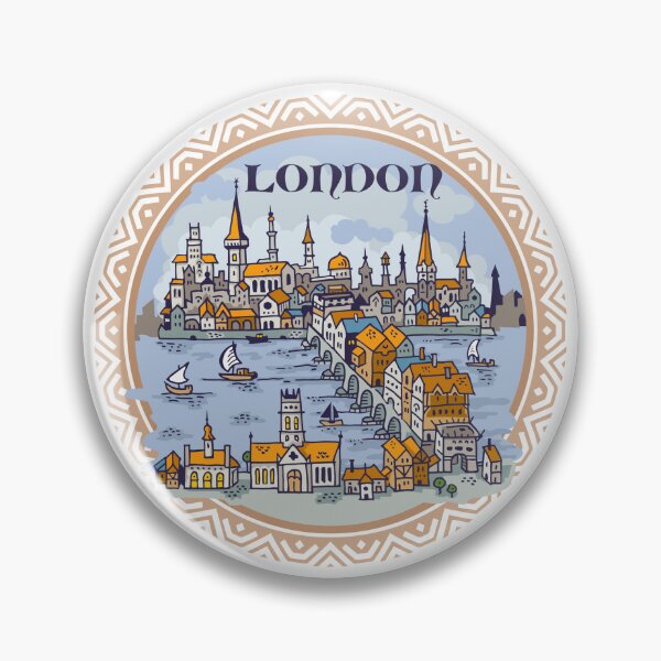 Item preview, London city hand draw medieval illustration designed and sold by QatlasMap Shop.
