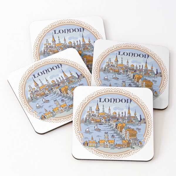 Item preview, London city hand draw medieval illustration designed and sold by QatlasMap Shop.