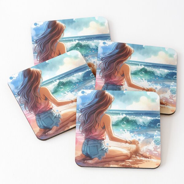 Item preview, Watercolour Girl On Beach  designed and sold by happinessbuddy.