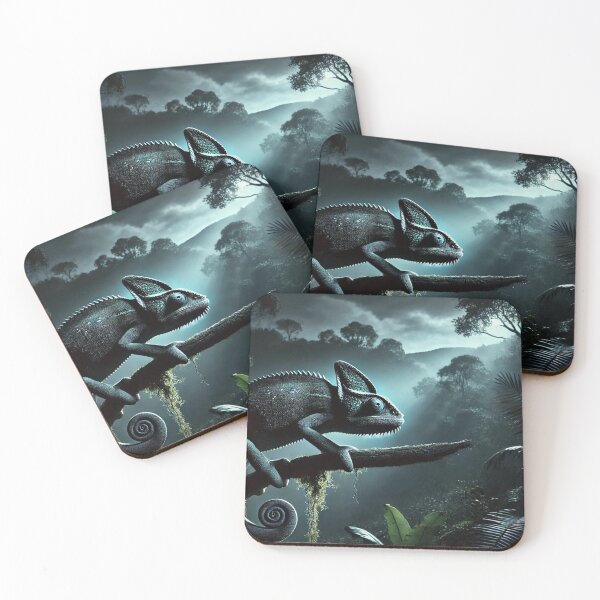 Item preview, Nocturnal Chameleon at Night - Mysterious Moonlit Wildlife designed and sold by NocturnalNook.